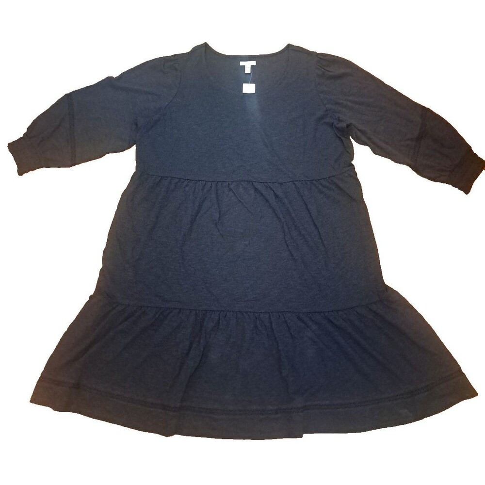 New Canyon Retreat Linen Blend Dress Gray Tiered NWT Comfort Stretch 3X Petite